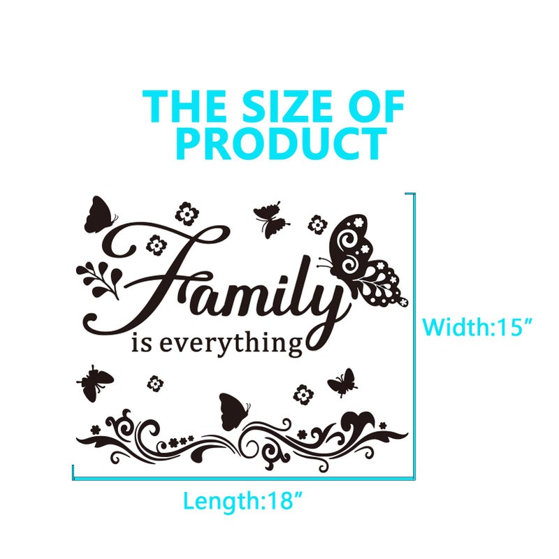 AnFigure Inspirational Family Wall Stickers for Bedroom: Home Quotes Motivational Vinyl Art Wall Decals for Living Room Kitchen Apartment Bathroom - Family is Everything 18" X 15" - Image 3