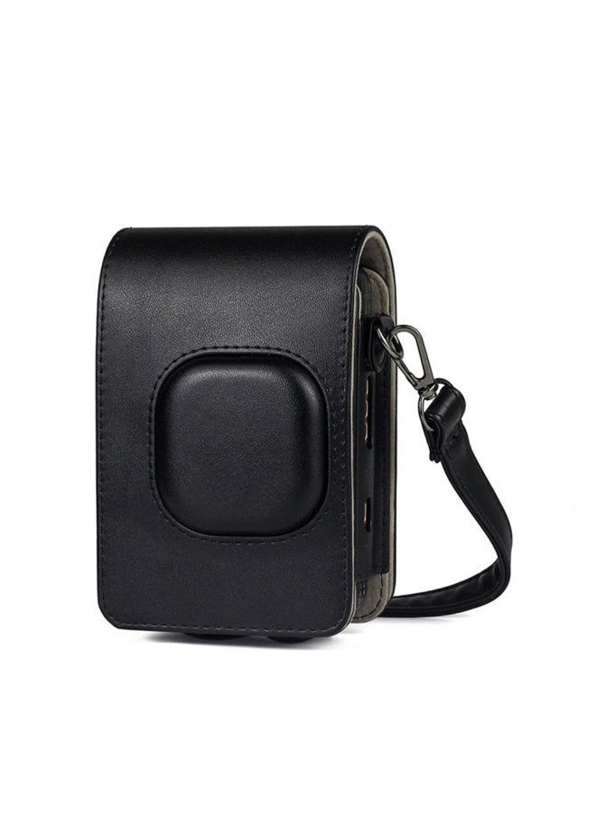Generic Suitable For Fuji Polaroid Mini Liplay Camera Bag Artistic Fresh Protective Case PU Storage Solid Color Crossbody-Color:Dark Night Black (opp Bag)  - Image 1
