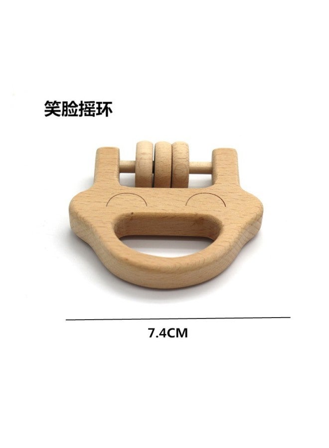 Small Month Old Baby Early Education Comfort Toy Wooden Rattle Hand Rattle Ring Bell Cage Small Wooden Car Baby Grasping Teaching Aids - Image 1