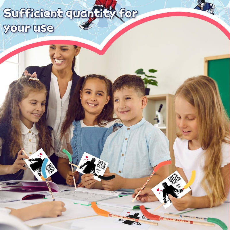 Gosodeny 36 Set Valentines Day Gifts Hockey Party Favors Bulk Hockey Pencils and Erasers Includes Hockey Pencils Hockey Stickers Hockey Cards Packaging Gift Bags Hockey Fans Sports Fans Party Prize Gifts - Image 4