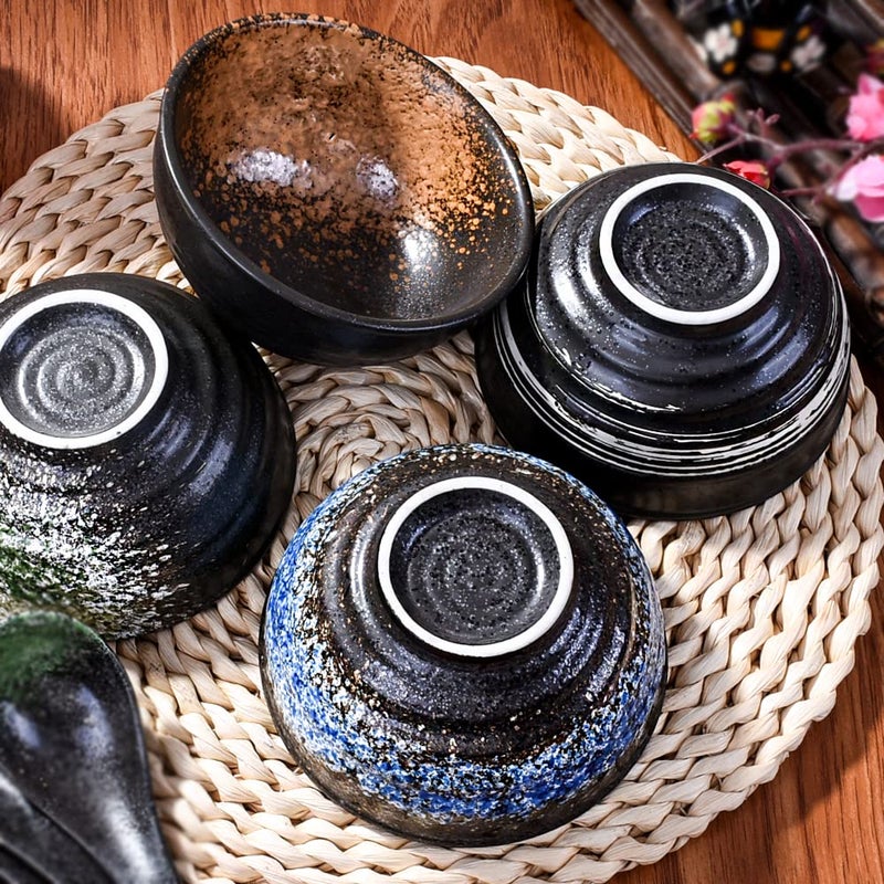 LMRLCS Japanese Kiln-formed Ceramic Bowl Set of 4 for Cereal  Soup  Dessert  and Rice Bowl set - Microwave Safe and Stackable - Image 2