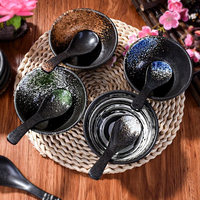 LMRLCS Japanese Kiln-formed Ceramic Bowl Set of 4 for Cereal  Soup  Dessert  and Rice Bowl set - Microwave Safe and Stackable - Image 5