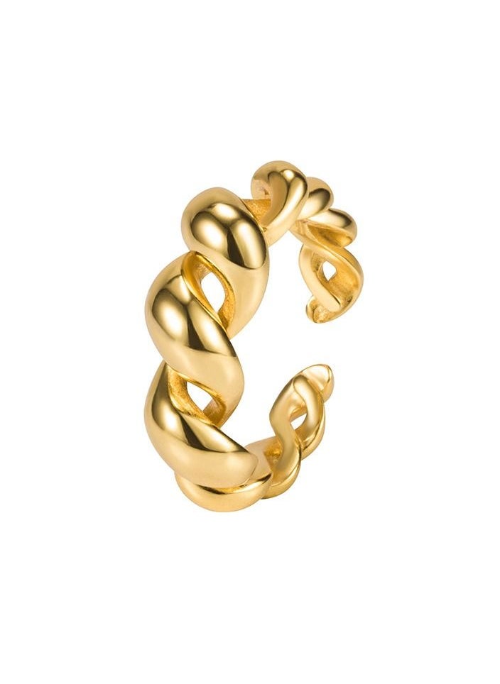 NIBEMINENT S925 Sterling Silver Ring Korean INS Style Jewelry 18K Gold Plated Adjustable  - Image 1