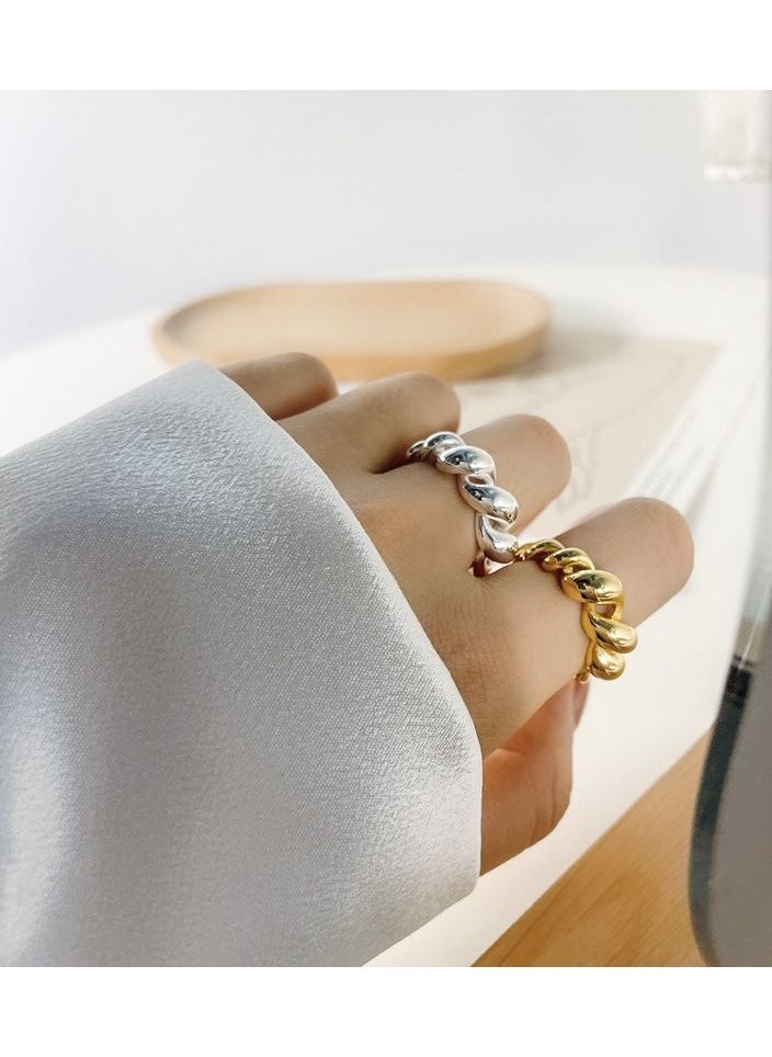 NIBEMINENT S925 Sterling Silver Ring Korean INS Style Jewelry 18K Gold Plated Adjustable  - Image 3