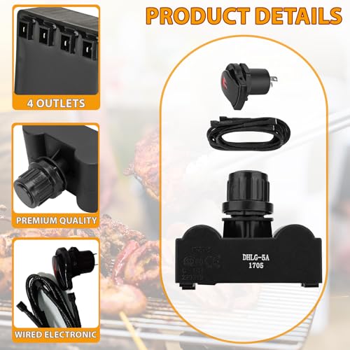 DcYourHome G511-0055-W1 Electronic Igniter Kit for Char-Broil 4 Spark Electronic Ignition, 4 Outlets Ignitor for Charbroil 463270913 Igniter Replacement and More, Ignition Module-4 Outlets and Switch/Off Button - Image 3