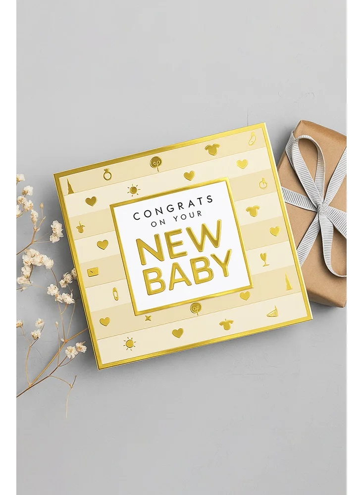 Share the Love Congrats on Your New Baby Gold Foil Greeting Card – Elegant Luxury Card with Shiny Foil Design, Perfect for Baby Shower, Newborn Arrival & Special Celebrations