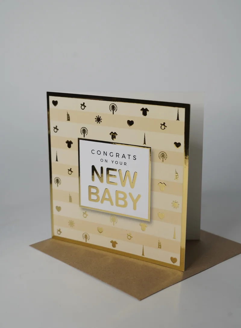 Share the Love Congrats on Your New Baby Gold Foil Greeting Card – Elegant Luxury Card with Shiny Foil Design, Perfect for Baby Shower, Newborn Arrival & Special Celebrations