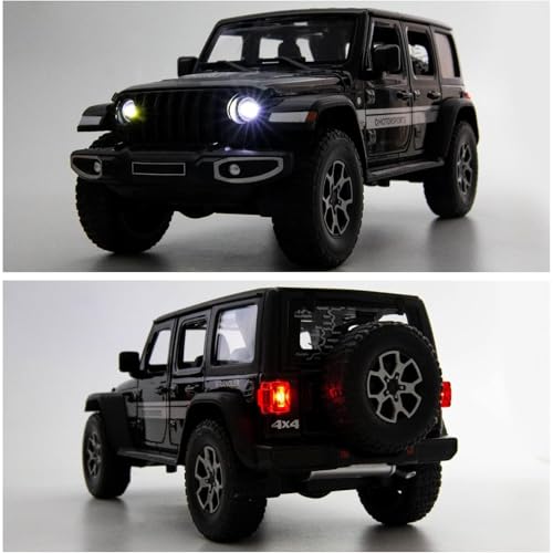 DEZICON 1:24 Scale Rubicon Wrangler Toy Car for Kids Collection Diecast Metal Toy Model Car with Light Sound Pull Back Openable Door - Image 5