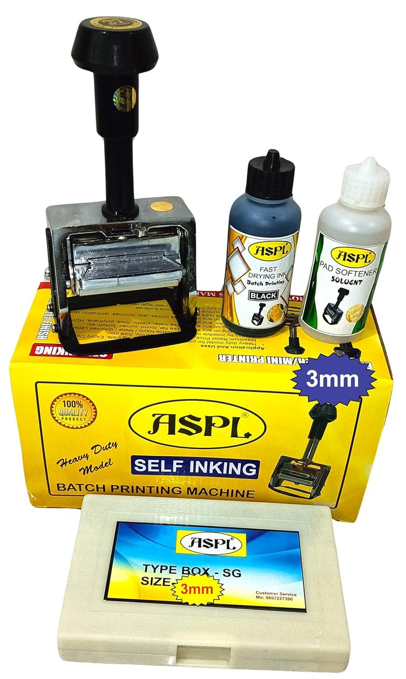 ACGL ASPL (3MM) Heave Duty Super Batch Printing Machine (Batch NO., Packing Date, Expiry Date, MUXIMUM Retail Price, NET Weight, Quantity, Size, ETC.) (M30) (3MM) - Image 1