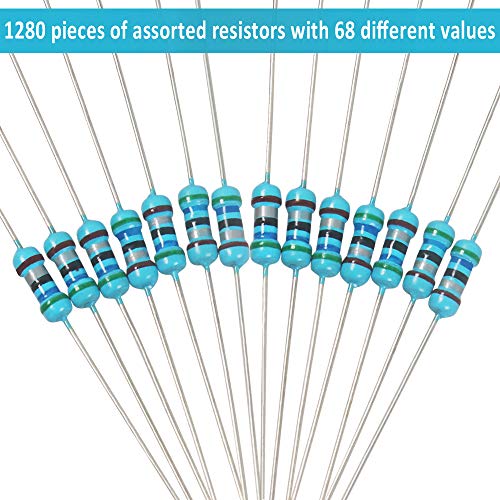 Aniann 1280 Pieces 64 Values Resistor Kit, 1% Assorted Resistors 1 Ohm-10M Ohm 1/4W Metal Film Resistors Assortment for DIY Projects and Experiments - Image 2