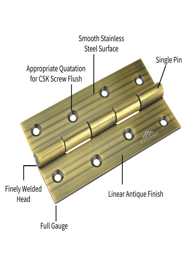 ELITONE Stainless Steel Window & Door Butt Hinges Kabja, Linear Antique Finish, 3 Piece, Gray 4 Inch x 12 Gauge/2.5 mm - Image 3