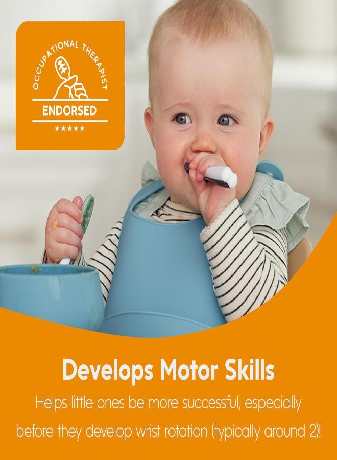 NumNum Baby Spoons Set, Baby Essentials Pre-Spoon GOOtensils for 6+ Months, First Stage Self-Feeding Spoons for Baby Led Weaning (BLW), Silicone Toddler Utensils, BPA-Free, 2 Pack Beige/Mauve - Image 4