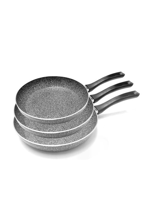 3pc Frypan Set – Granite Surface with Ergonomic Handle 18CM, 22CM, 26CM