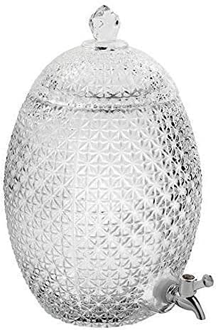 LVOOK 10L Glass Beverage Dispenser – Pineapple Shape Drink Dispenser with Silver Metal Spigot, Transparent Jar for Liquor, Lemonade, Water, Juice – Party & Home Use - Image 1