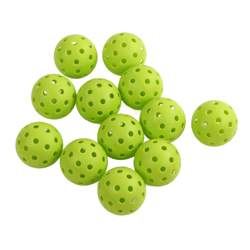 12PCS 74mm 40 Holes Pickleballs PE Plastic High Elasticity Pickleball Outdoor Hole Balls Green - Image 5