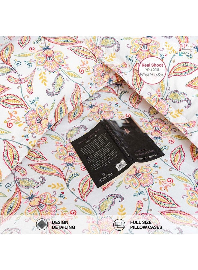 Urban Space أوربان سبيس سرين 200 Tc قطن مرن مفروشات سرير مزهرة بحجم كينغ مع 2 غطاء وسادة، مفروشات سرير بحجم كينغ (إيريس وردي، الحجم 72 × 78 بوصة) - Image 4