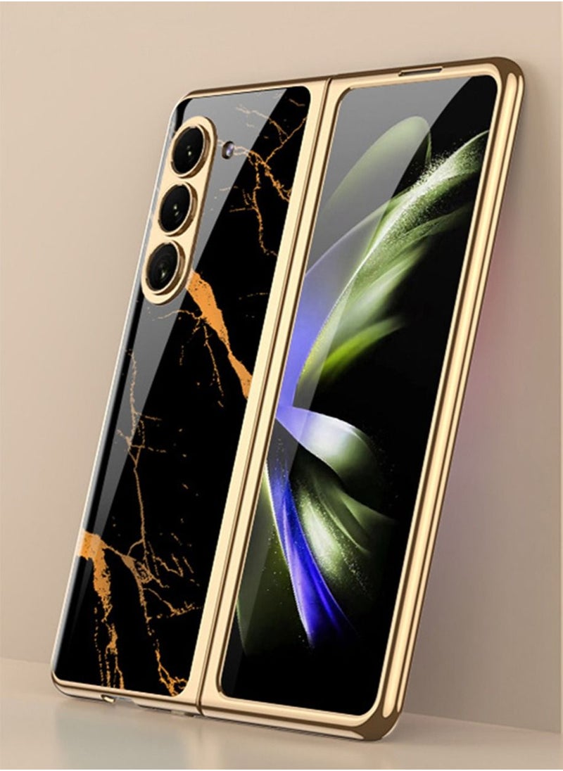 TEAM LUXURY Samsung Galaxy Z Fold 5 Phone Case Electroplated Phone Accessories Anti Drop and Anti Scratch Camera Phone Cover, Back Texture Pattern Waterproof and Oil Resistant  - Image 1