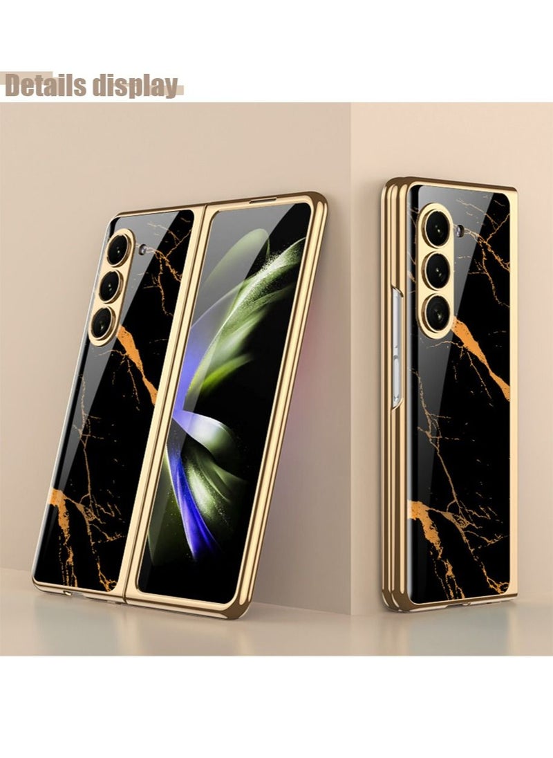 TEAM LUXURY Samsung Galaxy Z Fold 5 Phone Case Electroplated Phone Accessories Anti Drop and Anti Scratch Camera Phone Cover, Back Texture Pattern Waterproof and Oil Resistant  - Image 5
