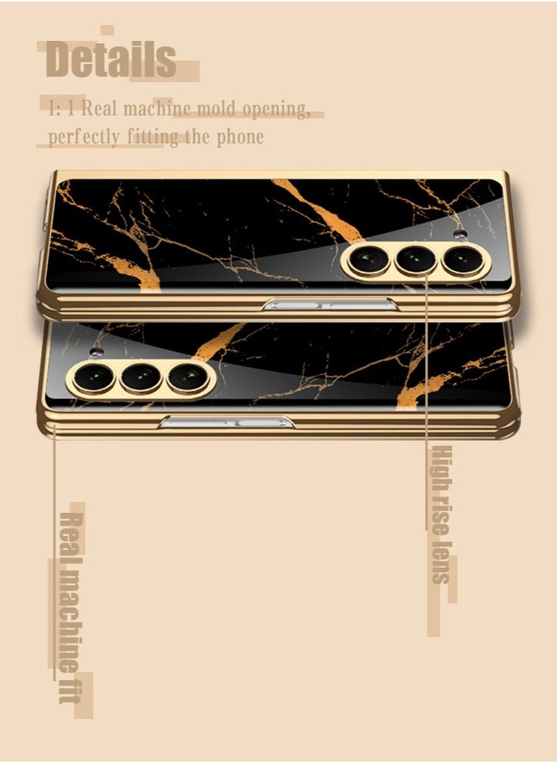 TEAM LUXURY Samsung Galaxy Z Fold 5 Phone Case Electroplated Phone Accessories Anti Drop and Anti Scratch Camera Phone Cover, Back Texture Pattern Waterproof and Oil Resistant  - Image 2