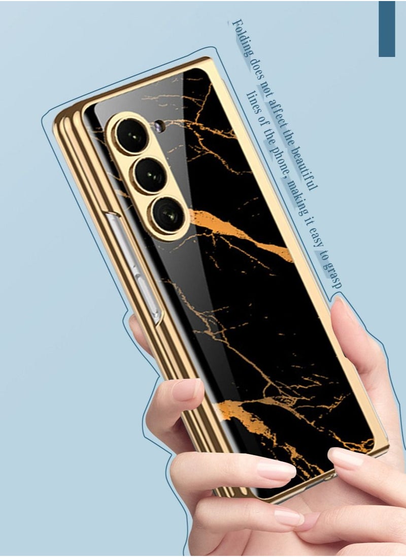 TEAM LUXURY Samsung Galaxy Z Fold 5 Phone Case Electroplated Phone Accessories Anti Drop and Anti Scratch Camera Phone Cover, Back Texture Pattern Waterproof and Oil Resistant  - Image 3