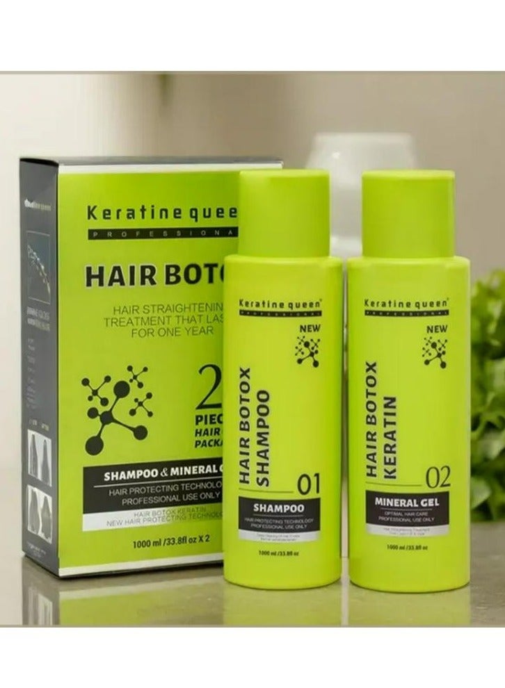 Keratine queen Hair Botox shampoo and conditioner Set for Hair Straightening Treatment - Image 1