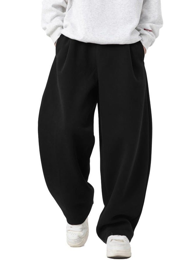 CAONAT Mens Baggy Sweatpants Wide Leg Casual Elastic Waist Drawstring Athletic Loose Jogger Fall Sweat Pants with Pockets, Black, M - Image 1