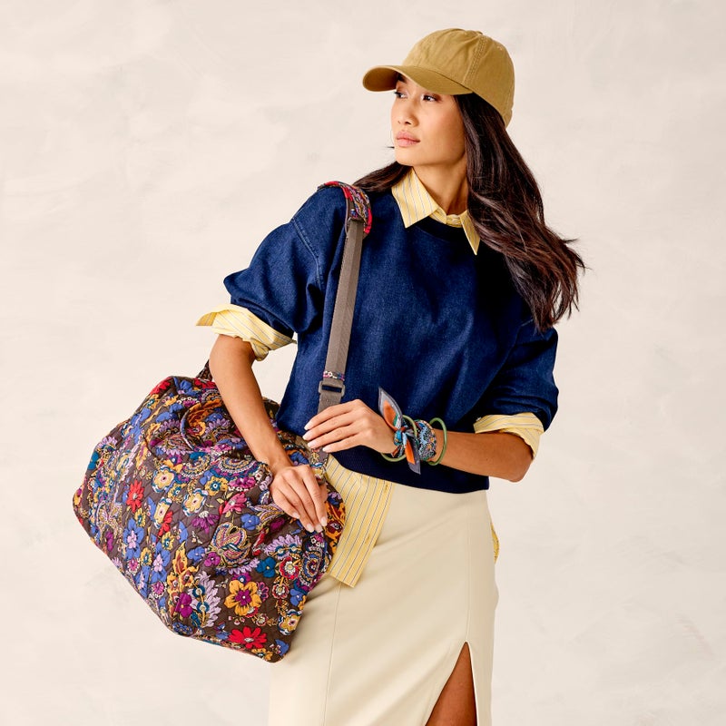 Vera Bradley Women's Premium Cotton Large Miramar Weekender, Colorful Bouquet - Image 2