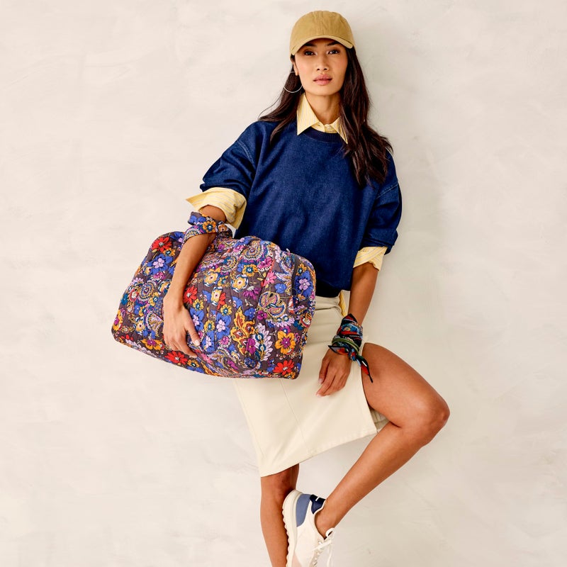 Vera Bradley Women's Premium Cotton Large Miramar Weekender, Colorful Bouquet - Image 5