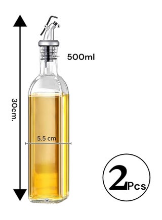 Oil Dispenser Bottle, 500ml Olive Oil and Vinegar Dispenser Bottle, 2pcs Glass Oil Bottles for Kitchen By Golden Pot - view 3