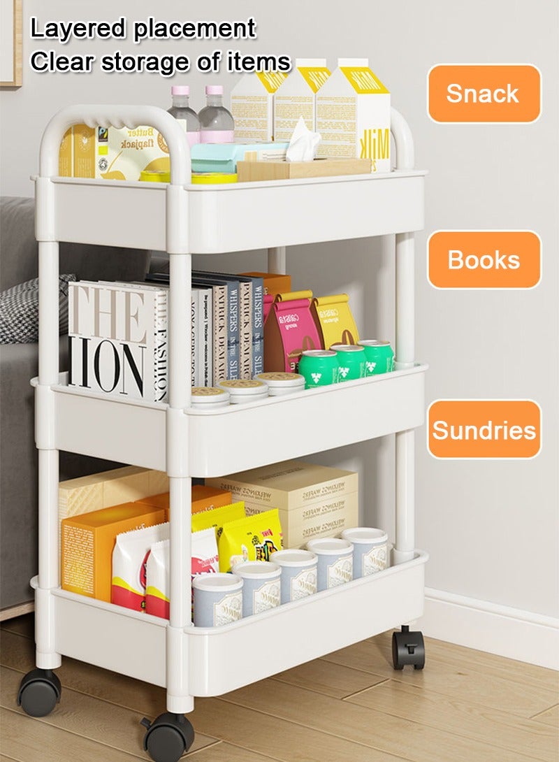 TAPIT 4-Tier Rolling Cart Storage Rack with Wheels, Easy Assemble Mobile Storage Trolley On Wheels, Multipurpose Organizer Trolley with Casters for Bedroom, Bathroom, Office, Laundry Room (White) - Image 5