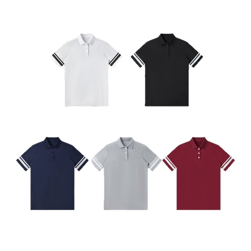 Women's Short Sleeve Polo Dress - Striped Color Block Casual Shift Dress - Image 5