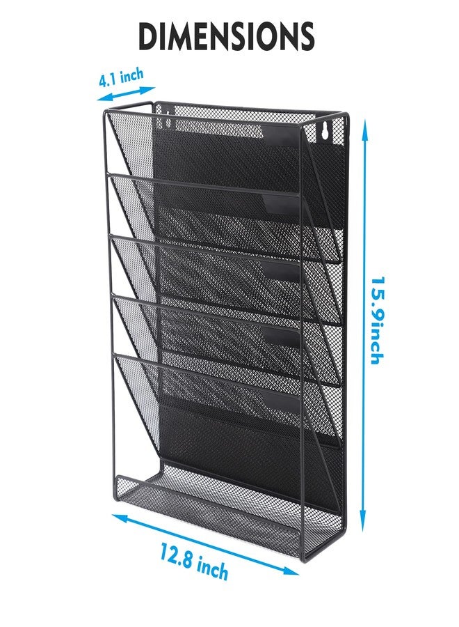 EASEPRES Magnetic File Organizer Mesh 6-Tier, Hanging Wall Mount File Organizer Vertical Holder Rack for Office Home, Black - Image 4