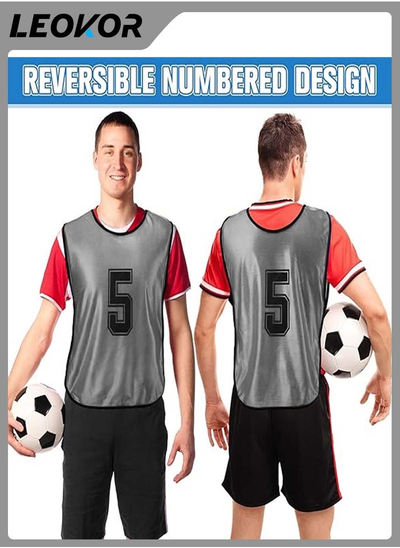 Pinnies Numbered Vest,12 Pcs Gray and Orange Two Sides Confrontation Vests Perfect,for Sports Like Basketball,Soccer,Football,Volleyball,and Lacrosse