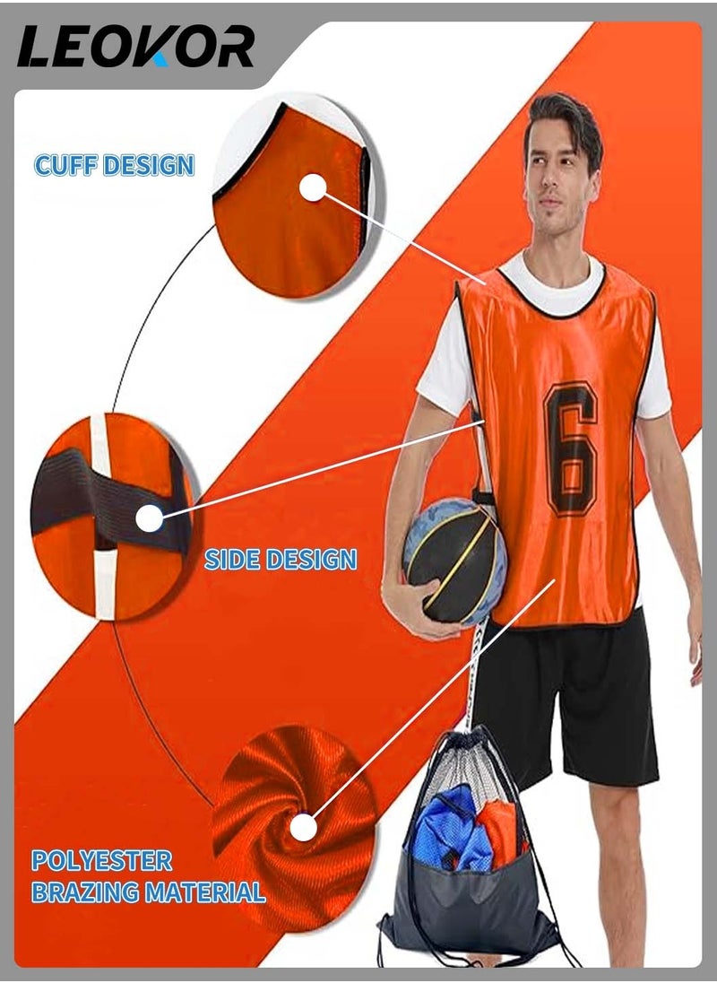 Pinnies Numbered Vest,12 Pcs Gray and Orange Two Sides Confrontation Vests Perfect,for Sports Like Basketball,Soccer,Football,Volleyball,and Lacrosse