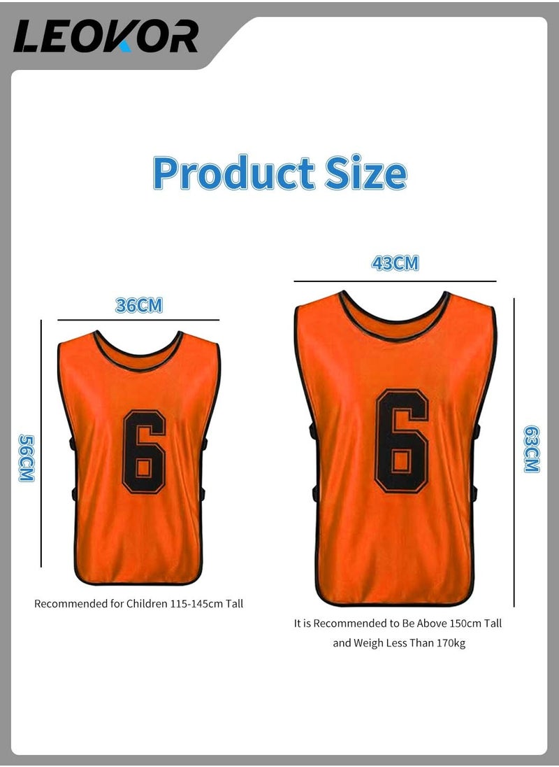 Pinnies Numbered Vest,12 Pcs Gray and Orange Two Sides Confrontation Vests Perfect,for Sports Like Basketball,Soccer,Football,Volleyball,and Lacrosse