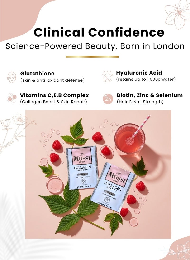 ذا موسي لندن موسي لندن كولاجين بيوتي - 30 كيسًا × 12 جم - ببتيدات الكولاجين 10000 ملغ مع الجلوتاثيون وحمض الهيالورونيك والبيوتين والزنك والفيتامينات - مضاد للشيخوخة، تفتيح البشرة، ترطيب، نمو الشعر والأظافر - Image 4