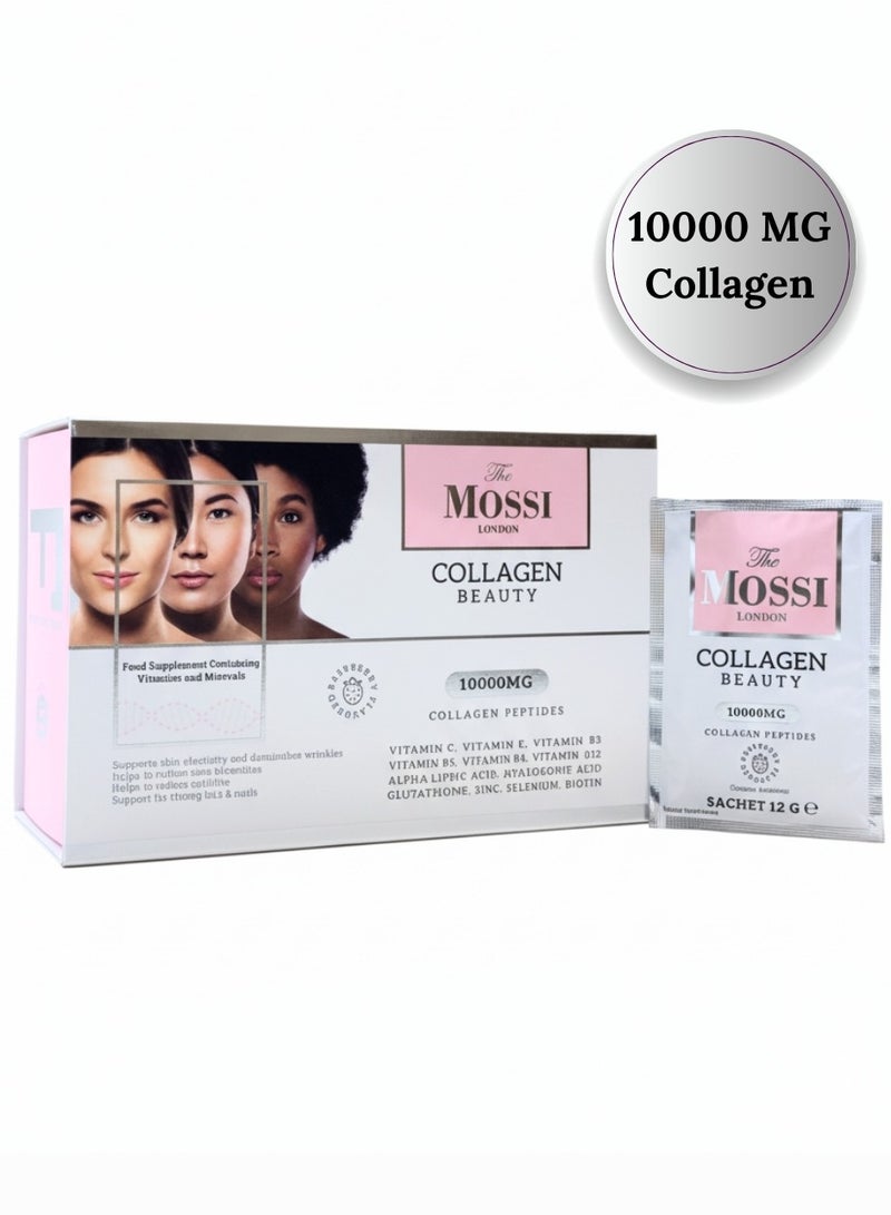 ذا موسي لندن موسي لندن كولاجين بيوتي - 30 كيسًا × 12 جم - ببتيدات الكولاجين 10000 ملغ مع الجلوتاثيون وحمض الهيالورونيك والبيوتين والزنك والفيتامينات - مضاد للشيخوخة، تفتيح البشرة، ترطيب، نمو الشعر والأظافر - Image 1