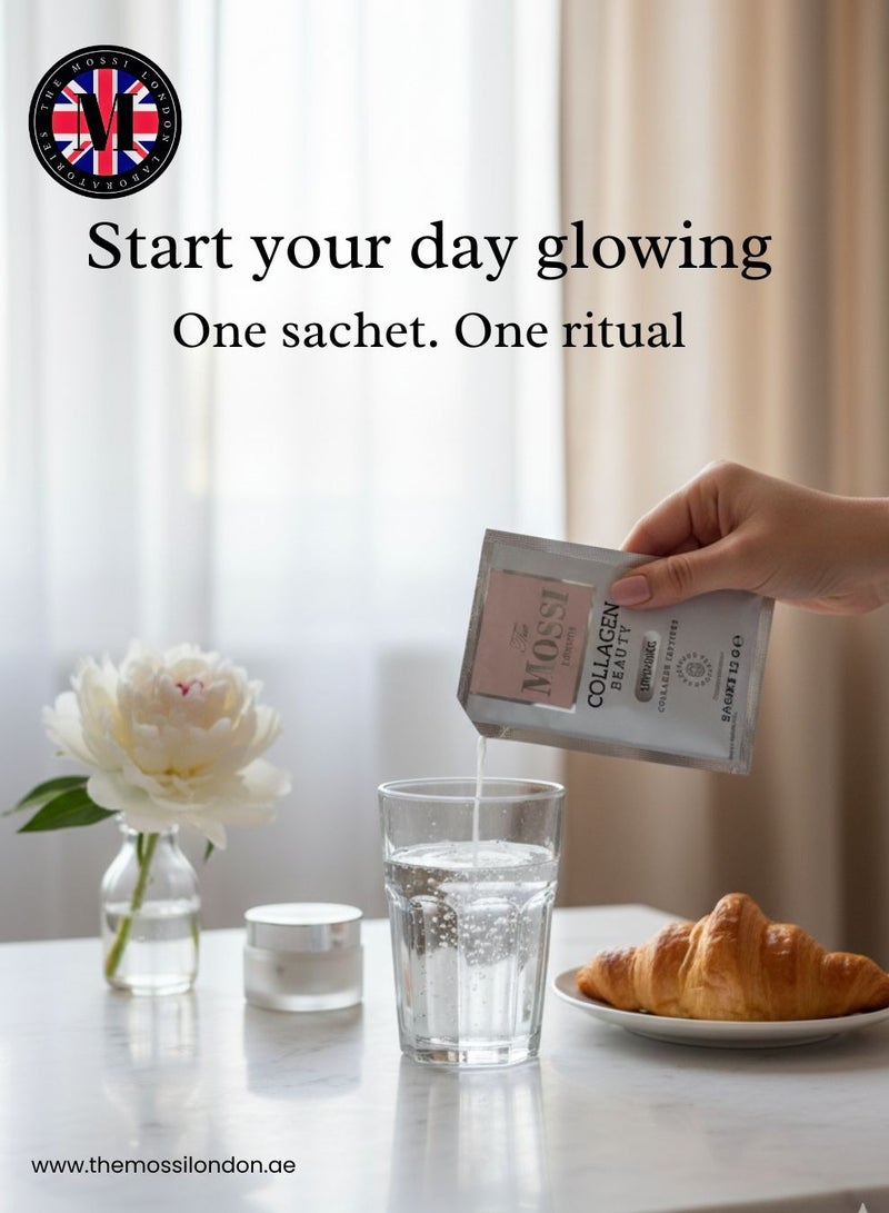 ذا موسي لندن موسي لندن كولاجين بيوتي - 30 كيسًا × 12 جم - ببتيدات الكولاجين 10000 ملغ مع الجلوتاثيون وحمض الهيالورونيك والبيوتين والزنك والفيتامينات - مضاد للشيخوخة، تفتيح البشرة، ترطيب، نمو الشعر والأظافر - Image 3