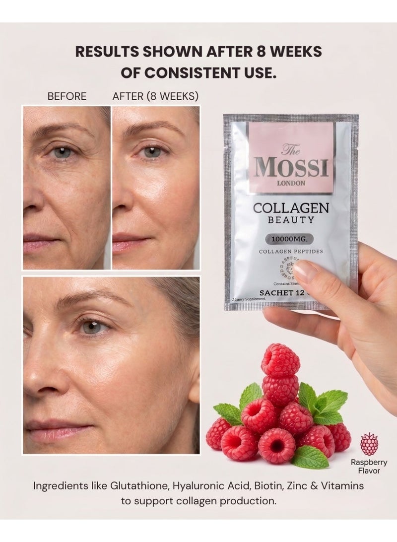 the mossi london Collagen Beauty – 30 x 12g Sachets – 10,000mg Collagen Peptides with Glutathione, Hyaluronic Acid, Biotin, Zinc, Vitamins – Anti-Aging, Skin Brightening, Hydration, Hair & Nail Growth - Image 5
