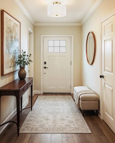 VONLUCE Semi Flush Mount Ceiling Light, 12.2" Ceiling Light Fixture with Pleated Shade, 2-Light Modern Drum Light Fixture for Bedroom Living Room Entryway Hallway, White Shade & Bronze Finish - Image 5