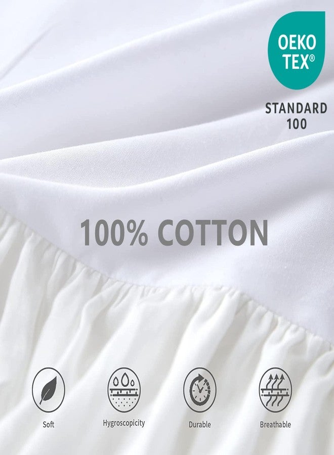 BISELINA White Ruffled Bed Skirt 18-Inch Tailored Drop Cotton Voile Dust Ruffle Soft Cozy Elegant Luxurious Bedding (18" Queen, White) - Image 2