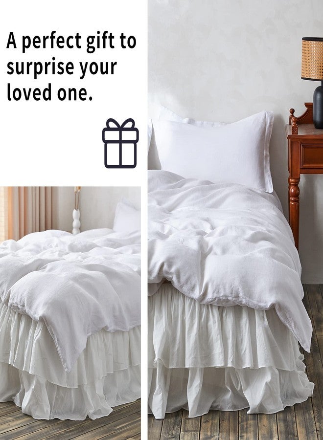 BISELINA White Ruffled Bed Skirt 18-Inch Tailored Drop Cotton Voile Dust Ruffle Soft Cozy Elegant Luxurious Bedding (18" Queen, White) - Image 5