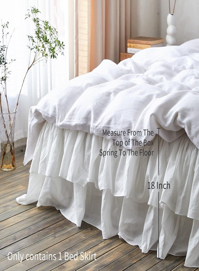 BISELINA White Ruffled Bed Skirt 18-Inch Tailored Drop Cotton Voile Dust Ruffle Soft Cozy Elegant Luxurious Bedding (18" Queen, White) - Image 3