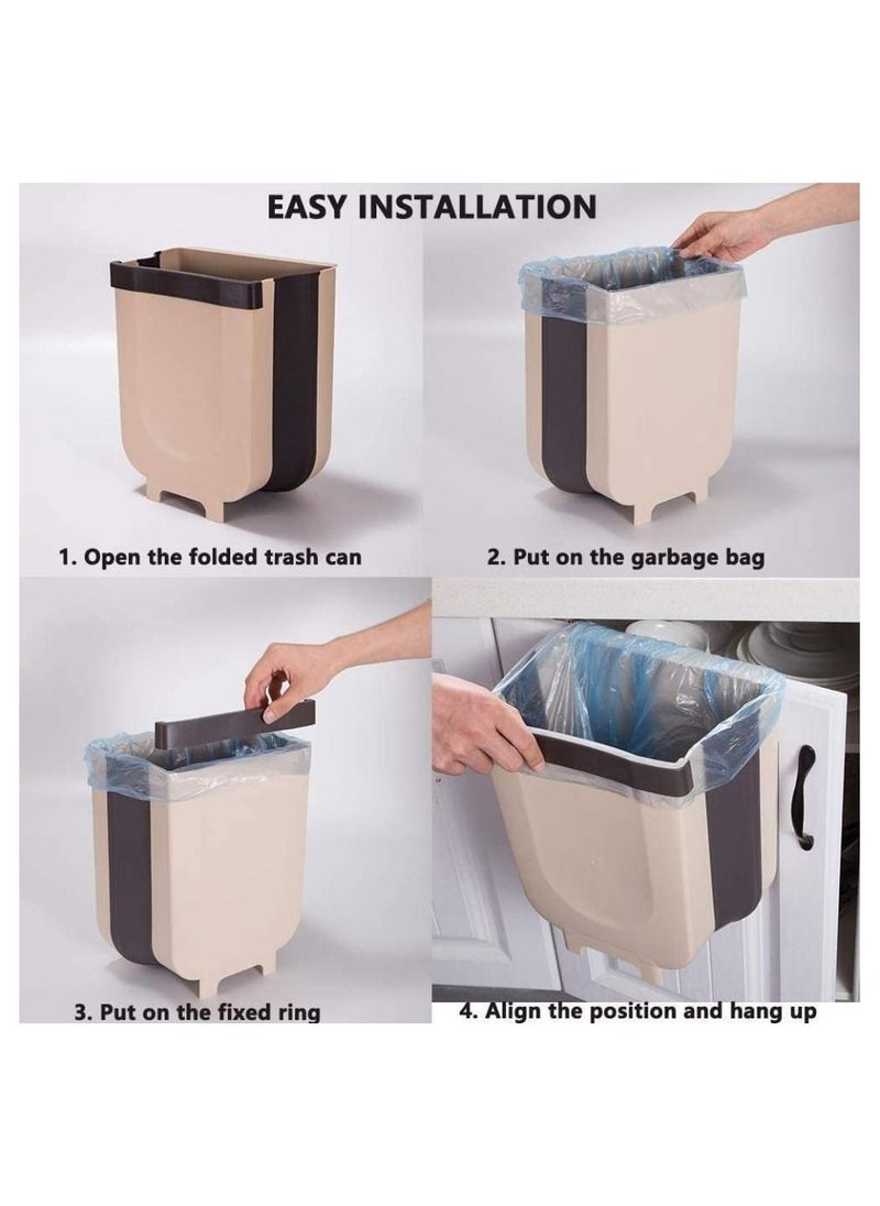 Alissa Hanging Trash Can,Over The Cabinet Garbage Bin,Collapsible Foldable Door Waste Container Home Car Office  - Image 4