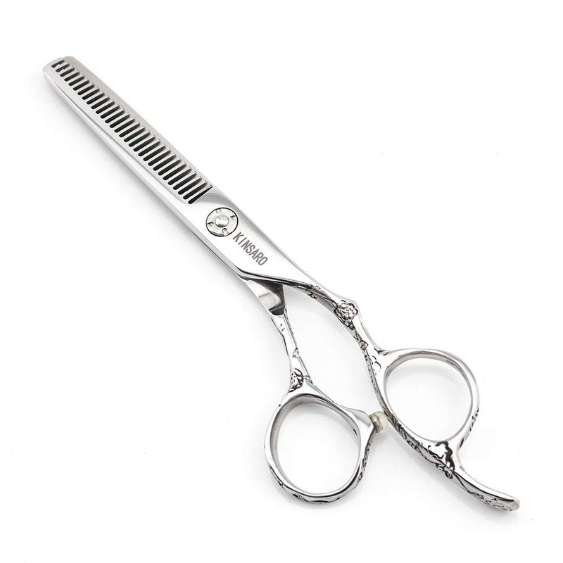 Hair Scissors 6 Inch Professional Barber Hair Thinning Scissors Thinning Shears 440C Barber Shears 30 Teeth Rose handle KINSARO for Hairdresser Barbershop or Home Use