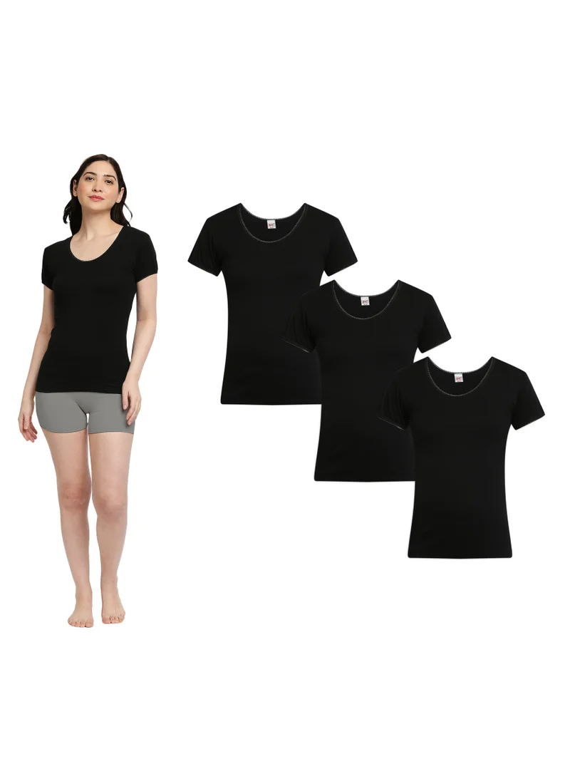 BYC WOMEN'S COTTON UNDERSHIRT (PACK OF 3) - BLACK