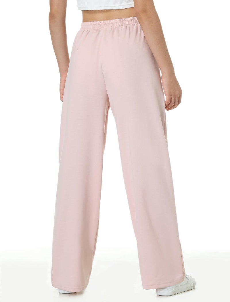 EXARUS Girls Sweatpants Wide Leg Sweat Pants 3 Pack Kids with Pockets Drawstring High Waisted Preppy Cute Youth Pants 12Y - Image 4