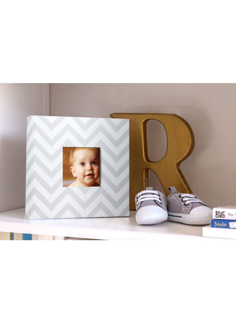 pearhead Pearhead Baby Photo Album for Baby Girl or Baby Boy GenderNeutral Baby Memory Book Keepsake Baby Shower New and Expecting Parents Gray Chevron Pack of 2  - Image 4