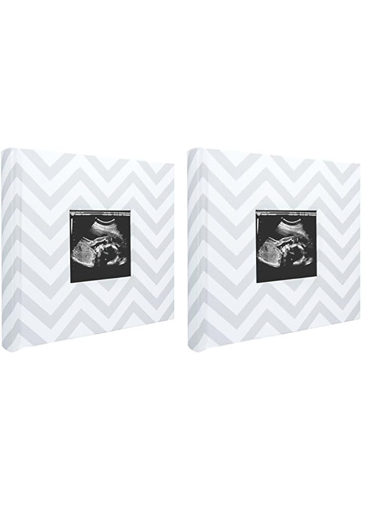 pearhead Pearhead Baby Photo Album for Baby Girl or Baby Boy GenderNeutral Baby Memory Book Keepsake Baby Shower New and Expecting Parents Gray Chevron Pack of 2  - Image 1