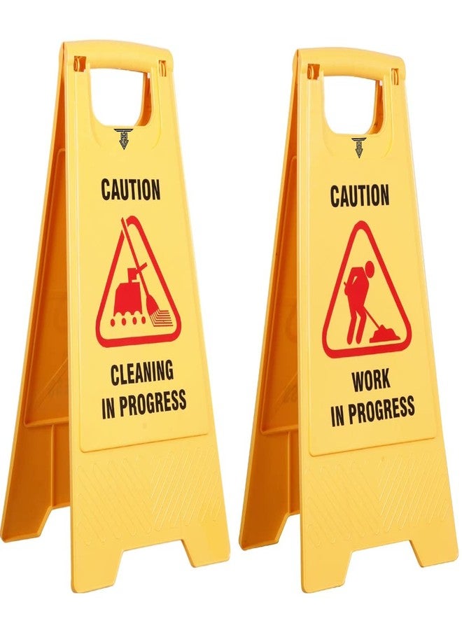TARGET HYGIENE Caution Sign Board Working in Progress Cleaning in Progress, Medium Size -Yellow (Combo of 2 Pc Sign Board) - Image 2